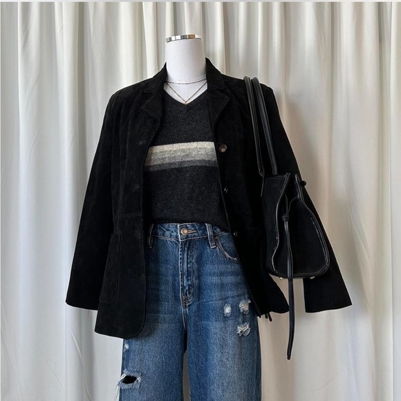 Vintage Black suede Marsh Landing jacket size Petite Small.